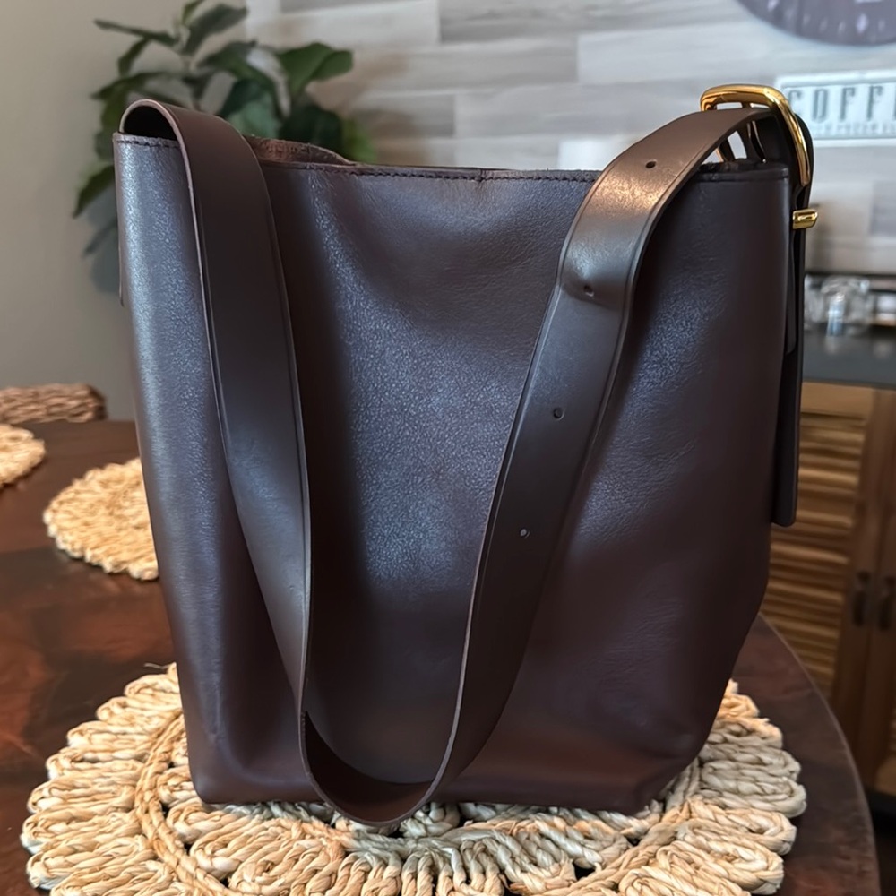 Brown Leather Bucket Bag